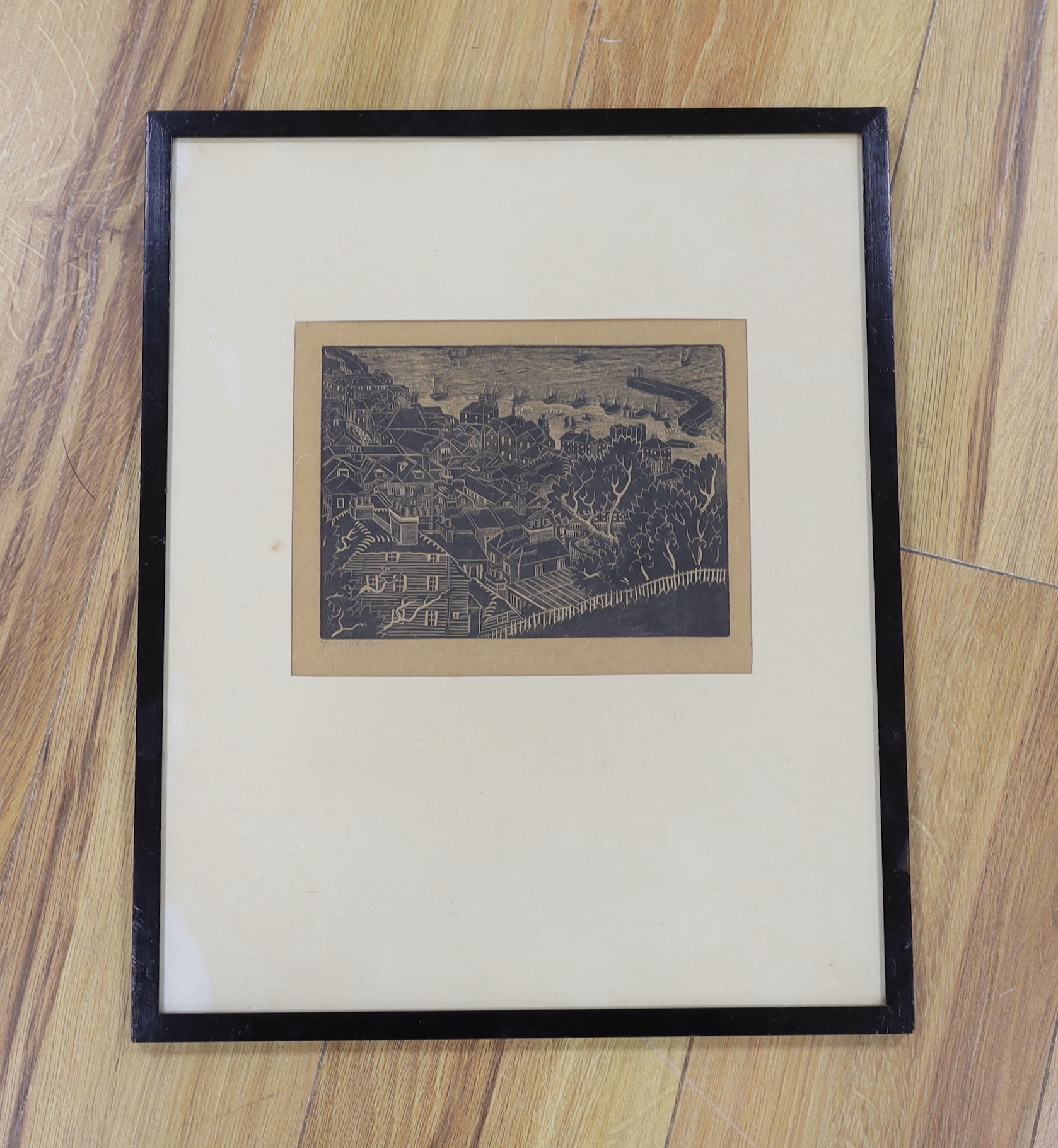 Three pencil-signed prints comprising Valerine Thornton, 'St Benoit', Bernard Rice, 'Bosnia' and Molly Bateman, woodcut, town scene, largest 46 x 36cm